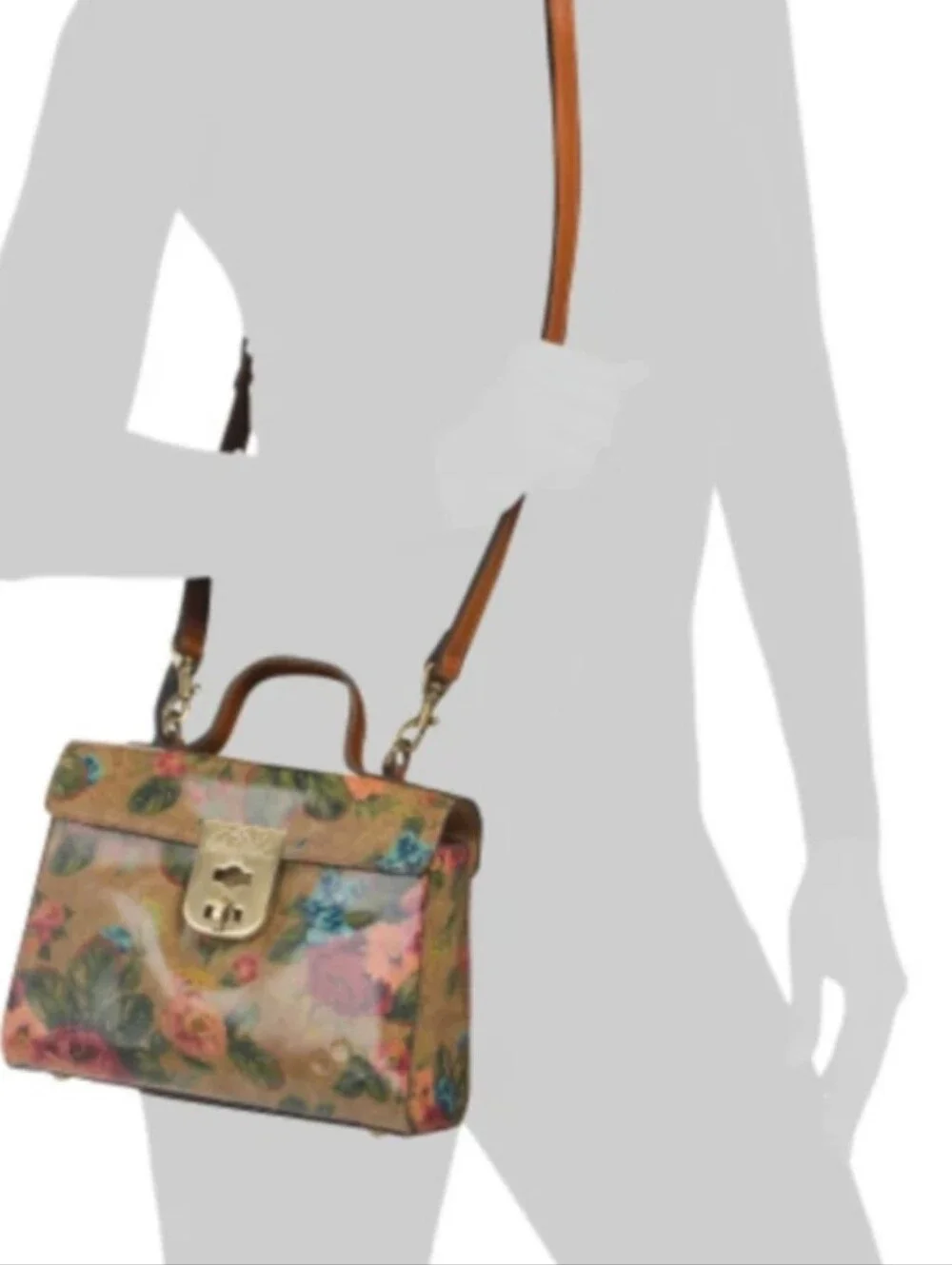 Patricia Nash Floral Print Top-Handle Satchel Bag in Brown/ BNWT